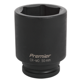 A Sealey Impact Socket 50mm Deep 3/4"Sq Drive (IS3450D) with a hexagonal opening for use with compatible air impact wrenches.