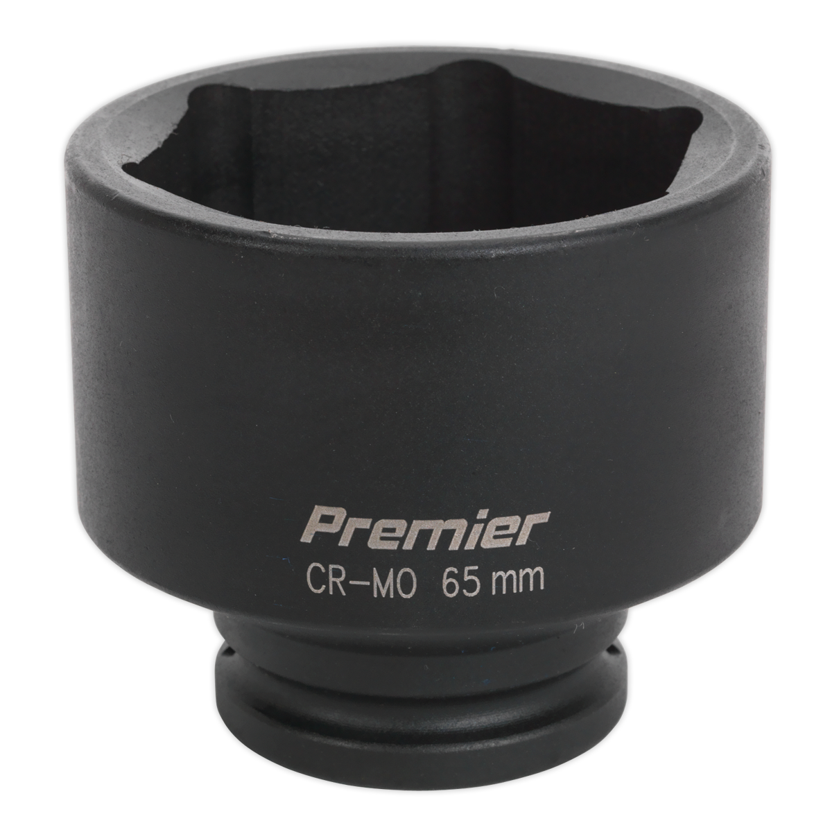 The Sealey Impact Socket 65mm 3/4"Sq Drive - IS3465 is a black Premier CR-MO socket designed for automotive or mechanical use, and is perfectly compatible with air impact wrenches.