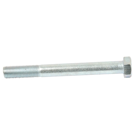 A Sparex Imperial Bolt, measuring 3/8''x3 1/2'' UNF (DIN 931), zinc plated for enhanced durability, featuring a smooth shank and threaded end, is displayed against a plain white background. This bolt, with a tensile strength of 8.8 (Sparex Part No. S.5126), is perfect for heavy-duty applications.