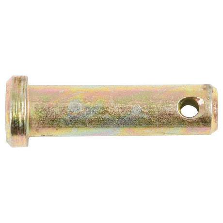 An Imperial Clevis Pin Ø5/16'' x 1 29/32'' from Sparex, also known as Sparex Part No.S.1469, is a metal cylindrical pin with a hole near one end and a slightly wider, textured section at the opposite end.