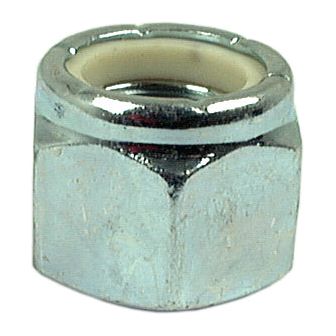 A Sparex Imperial Self Locking Nut, 3/4'' UNF (DIN 985), featuring a zinc-plated finish, smooth cylindrical top, white inner lining, and tensile strength of 8.8. Part No. S.4962.