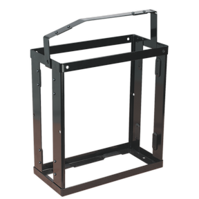 The Sealey Vehicle Bracket for JC20, JC20B, and JC20G (Model: JC20VB) features a steel rectangular frame with a top handle and is designed for mounting or containing equipment. It includes a lockable vehicle mounting bracket and anti-vibration mounts.