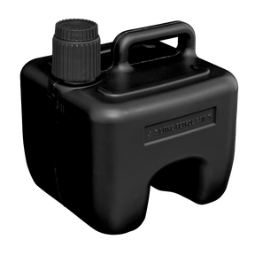 Introducing the Sealey Stackable Fuel Can 3L - Black (JC3B), featuring a screw-on cap and a convenient carry handle.