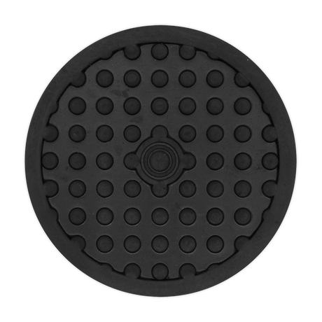 A **Sealey Safety Rubber Jack Pad** in black, featuring a round shape with raised dots and a central circular Type B design, model **JP02**.