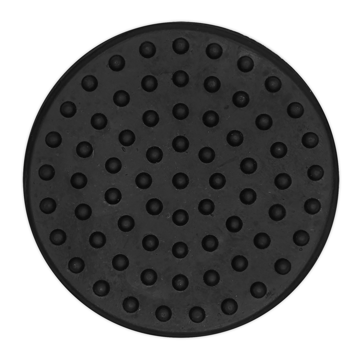 A Safety Rubber Jack Pad - Type B - JP11 by Sealey, featuring a round, black rubber design with evenly spaced, raised circular bumps.