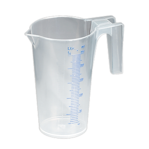 The Sealey Measuring Jug Translucent 0.25L - JT0250 features a handle and is marked with an easy-to-read scale in milliliters and liters, enabling accurate measurement up to its capacity of 250 milliliters.