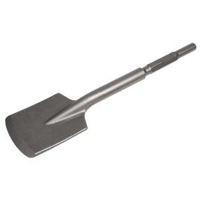 The Sealey Clay Spade, model K1CS for Kango 900, is a robust 460mm tool with a flat, broad blade and a long hexagonal handle designed for heavy-duty applications.