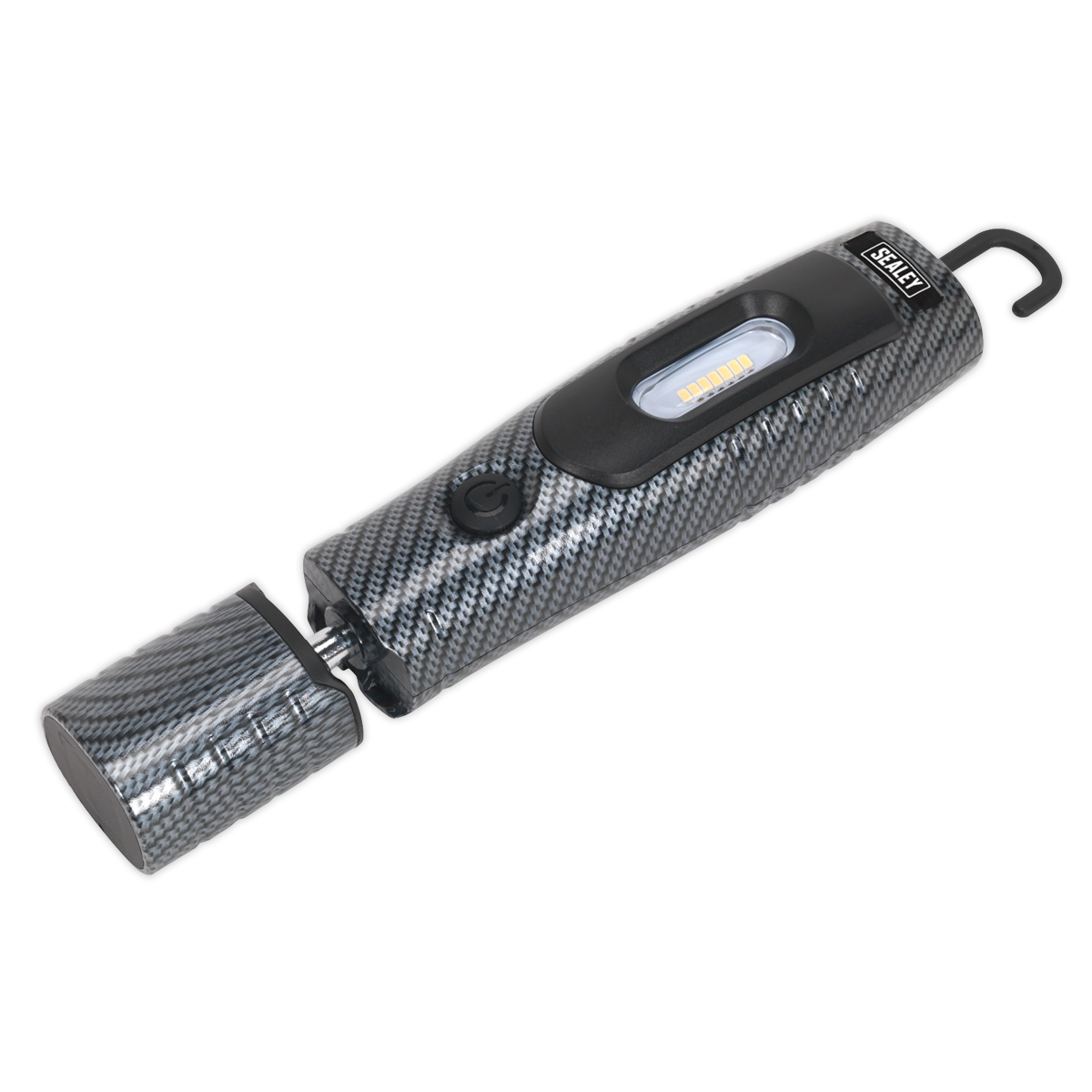 Rechargeable 360° Inspection Light 7 SMD & 3W SMD LED Carbon Fibre Effect Lithium-ion - LED3602CF - Farming Parts