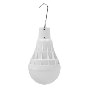 The Sealey Rechargeable 3W SMD LED Bulb - LED3WB features a plastic base and a metal hook attached at the top. It delivers 170 lumens of brightness, making it perfect for emergency situations.
