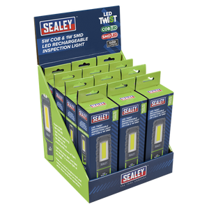 Sealey | LED Twist Rechargeable Inspection Light, Green - Box of 12 - LED601GDB