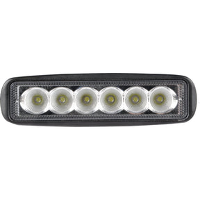 The Sparex LED Flat Work Light Bar, featuring six circular LED bulbs arranged in a straight line, delivers 2500 lumens and boasts an IP67 rating for durability.