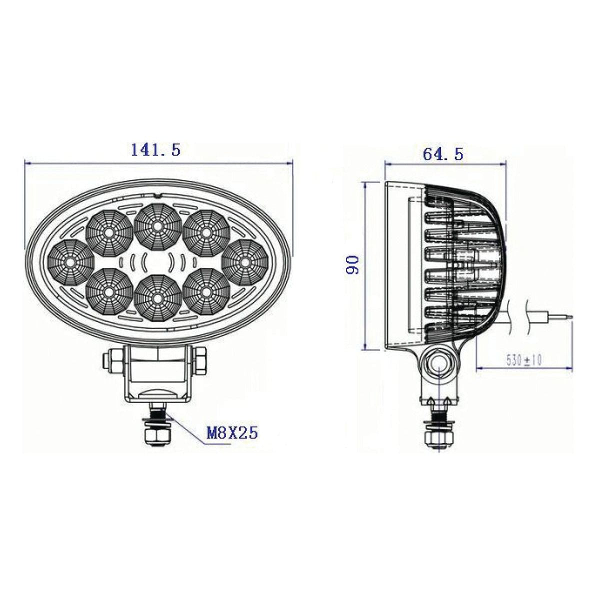LED Work Light, Interference: Class 1, 3000 Lumens Raw, 10-30V ()
 - S.112527 - Farming Parts