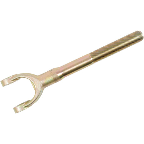 The Levelling Box Yoke - 1 UNS (Sparex Part No. S.16021) by Sparex is a metal forked tool with a long threaded shaft, often used in mechanical applications and is ideal for Massey Ferguson machinery.