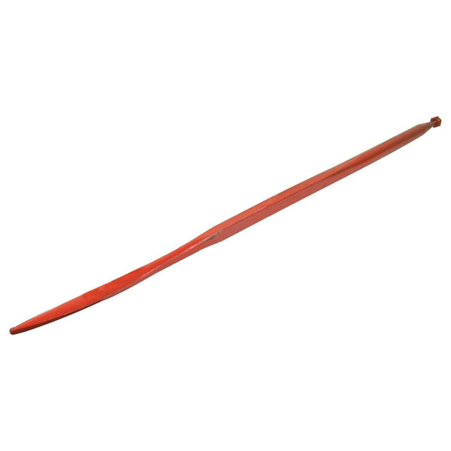 A long, straight loader tine from Sparex, featuring a red wooden construction with a spoon end and an overall length of 1400 mm. The loader tine has a slightly thicker end and is threaded to fit as KK221158 - S.77007 with an M20 x 1.50 (Square) thread size.