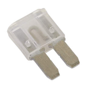 The Sealey Automotive MICRO II Blade Fuse 25A - Pack of 50 (M2BF25) features a clear design and two metal prongs, making it ideal for protecting electrical circuits in vehicles. This automotive fuse ensures reliable performance and safety on the road.