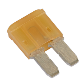 A close-up image of an orange Sealey Automotive MICRO II Blade Fuse 7.5A (Pack of 50) with two silver prongs.