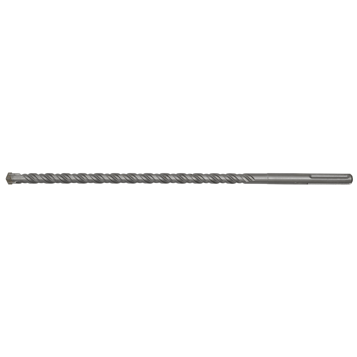 The Sealey SDS MAX Drill Bit Ø19 x S40mm - MAX19X540 is a long, metal bit with a spiral groove along its length, designed specifically for masonry or concrete drilling. This fully hardened tool ensures superior quality and efficiency in all your construction tasks.