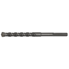 The Sealey SDS MAX Drill Bit Ø20 x 320mm - MAX20X320 is a fully hardened, dark-colored tool with a spiral design and flat end, designed for superior quality drilling into various materials.