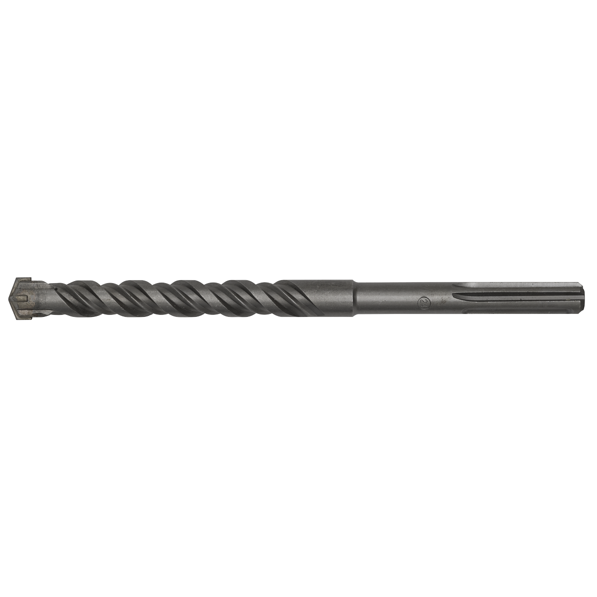 The Sealey SDS MAX Drill Bit Ø24 x 320mm - MAX24X320 features a fully hardened metal construction with fluted grooves and a pointed tip, making it perfect for heavy-duty drilling tasks and ensuring superior quality performance.