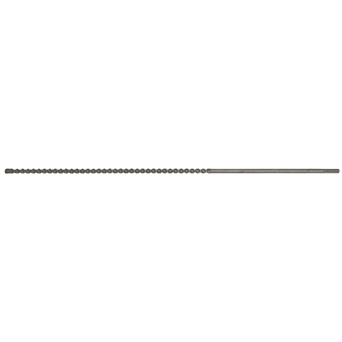 A fully hardened Sealey SDS MAX Drill Bit Ø25 x 1320mm - MAX25X1320 featuring a spiral cutting groove.