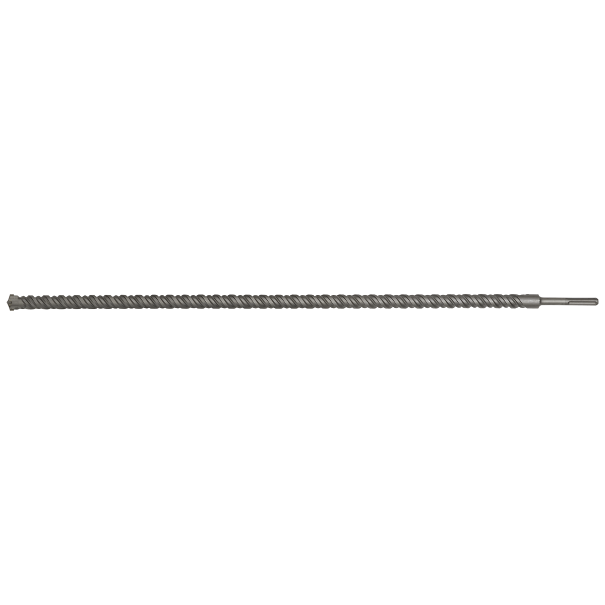 The Sealey SDS MAX Drill Bit Ø40 x 1320mm - MAX40X1320, crafted from high-quality metal and featuring a spiral design for efficient drilling, ensures precision and durability.