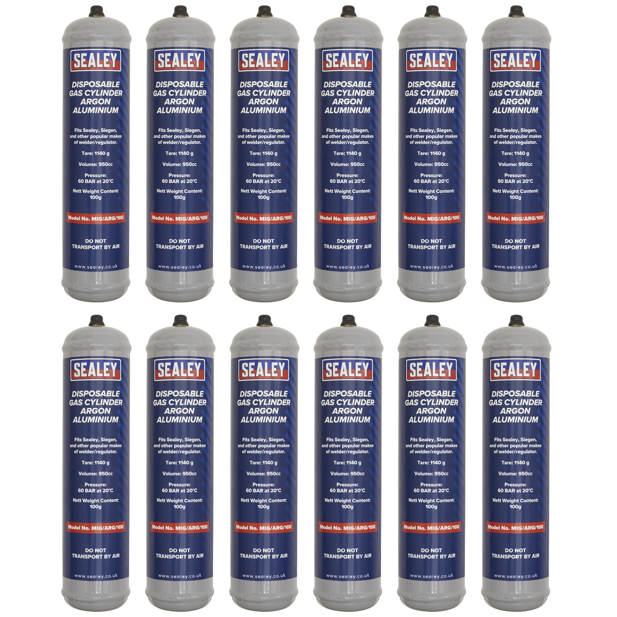 Gas Cylinder Disposable Argon 100g - Box of 12 - MIG/ARG/100/12 - Farming Parts