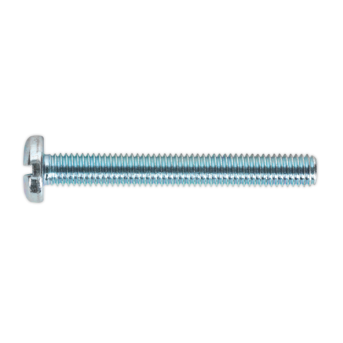 The Sealey Machine Screw M5 x 50mm Pan Head Slot Zinc (Pack of 50 - MSS550) is shown against a white background.