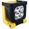 The Sparex Magnetic Inspection LED Lamp Rechargeable 800 Lumens - S.118996 is a compact, black and yellow portable work light featuring four reflective LED bulbs arranged in a square pattern. It boasts an IP67 rating and is USB rechargeable.