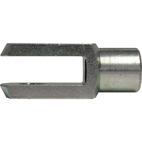 The Metric Clevis End M10 (DIN 71751) by Sparex, Sparex Part No.S.51321, is a metal fork-shaped tool with a cylindrical handle and a U-shaped opening at the end, designed to conform to DIN 71751 standards.