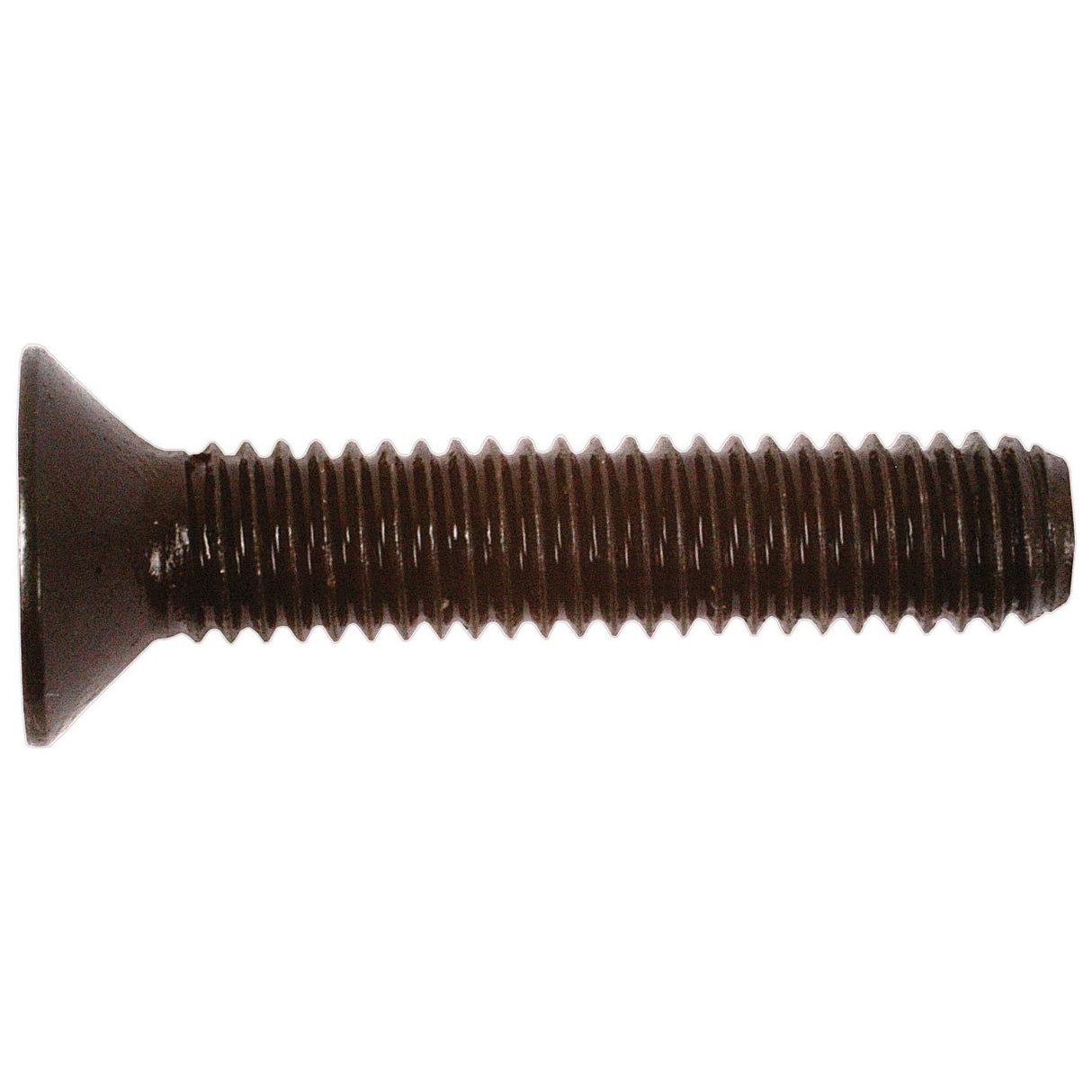 A close-up of a brown Metric Countersunk Hexagon Socket Screw with a M6x30mm thread and flat head (Sparex Part No. S.11798) against a white background.