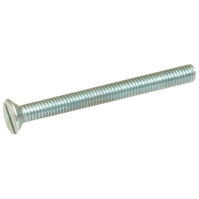 A close-up image of the Metric Countersunk Machine Screw (M5 x 35mm, Din 963 - S.53989) by Sparex, showcasing its flat head and threaded body along with manufacture details.