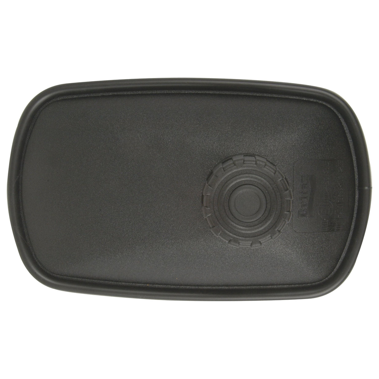 Black rectangular plastic mirror head with a convex design, 252 x 151mm, equipped with a circular valve at the center, designed to fit seamlessly with Britax products.