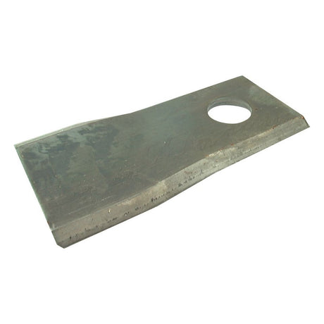 The Rasspe Mower Blade from Sparex, featuring a twisted design with a sharp top edge and measuring 95x45x3.5mm, is perfect for use with Rasspe Fasteners.