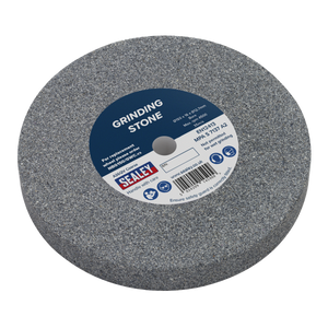 The Sealey Grinding Stone Ø150 x 16mm Ø13mm Bore A36Q Coarse - NBG150/GWC comes in grey with a blue and white label detailing product information. This 150mm aluminium oxide stone is ideal for general-purpose applications, offering versatility and durability to ensure reliability for various tasks.