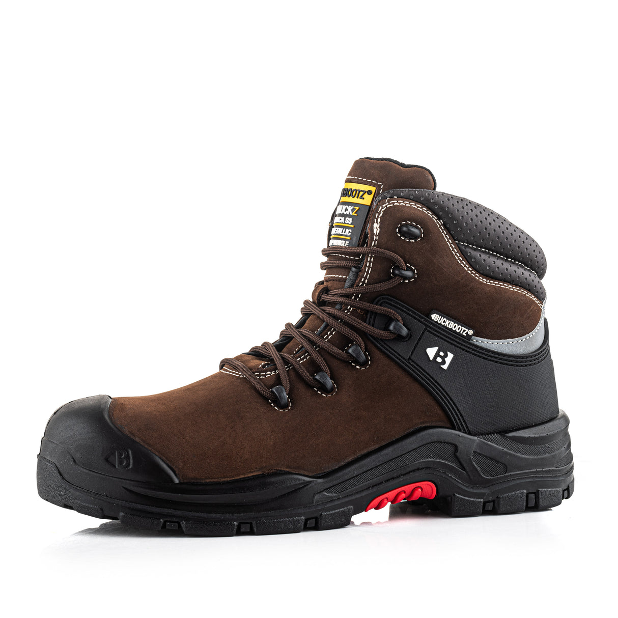 Buckler Nubuckz Safety Lace Boots – Dark Brown Composite Toe Work Boots | NKZ102BR