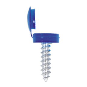 Numberplate Screw & Flip Cap 4.2 x 19mm Blue Pack of 50 - NPBU50 - Farming Parts