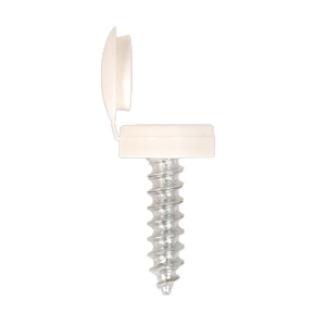 Numberplate Screw with Flip Cap 4.2 x 19mm White Pack of 50 - NPW50 - Farming Parts