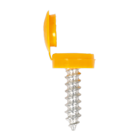 Numberplate Screw with Flip Cap 4.2 x 19mm Yellow Pack of 50 - NPY50 - Farming Parts