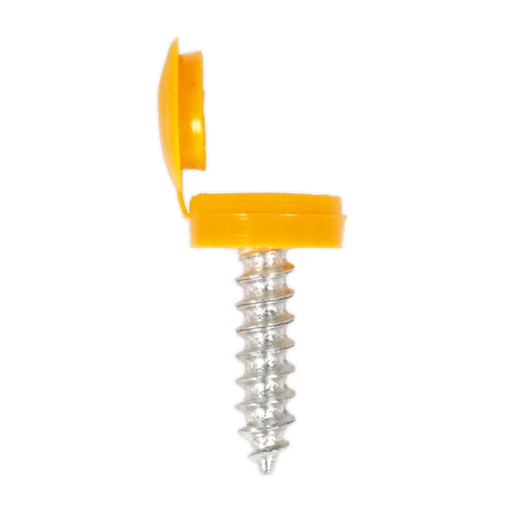 Numberplate Screw with Flip Cap 4.2 x 19mm Yellow Pack of 50 - NPY50 - Farming Parts