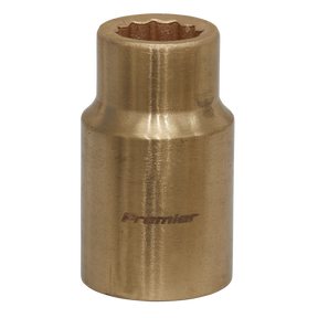 A bronze-colored Sealey WallDrive® 12-point socket, made from beryllium copper with "Premier" engraved on it, designed for tightening or loosening bolts and nuts, model NS045 (12mm 1/2" Sq Drive).