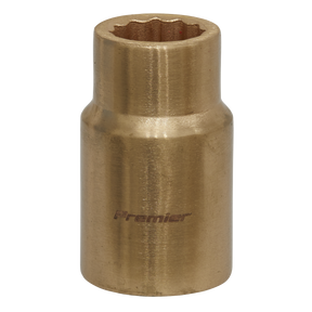A brass Sealey WallDrive® socket, model NS046, with a 13mm 1/2" square drive. It features a cylindrical shape and an internal hexagonal pattern at one end, ensuring a secure fit.