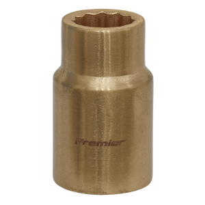 A brass Sealey WallDrive® socket, model NS046, with a 13mm 1/2" square drive. It features a cylindrical shape and an internal hexagonal pattern at one end, ensuring a secure fit.