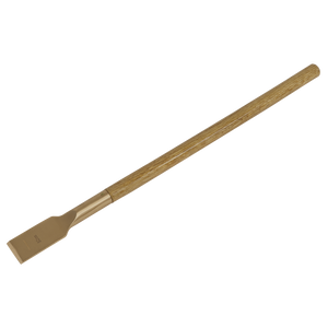 Sealey's Scraper Long Handle 50 x 690mm - Non-Sparking (NS112) features a wooden handle and a flat, precision-cast metal blade for non-sparking safety.