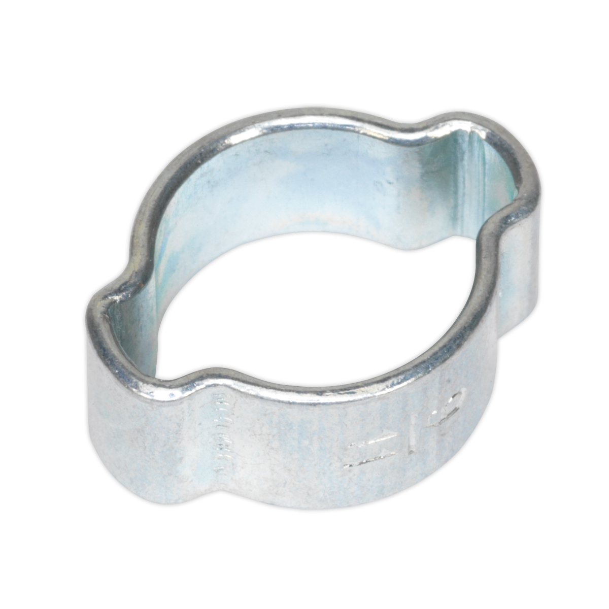 The Sealey O-Clip Double Ear Ø9-11mm (Pack of 25 - OCDE911) is a metal O-ring pinch clamp, often zinc plated for added durability, and commonly used in plumbing and automotive applications.