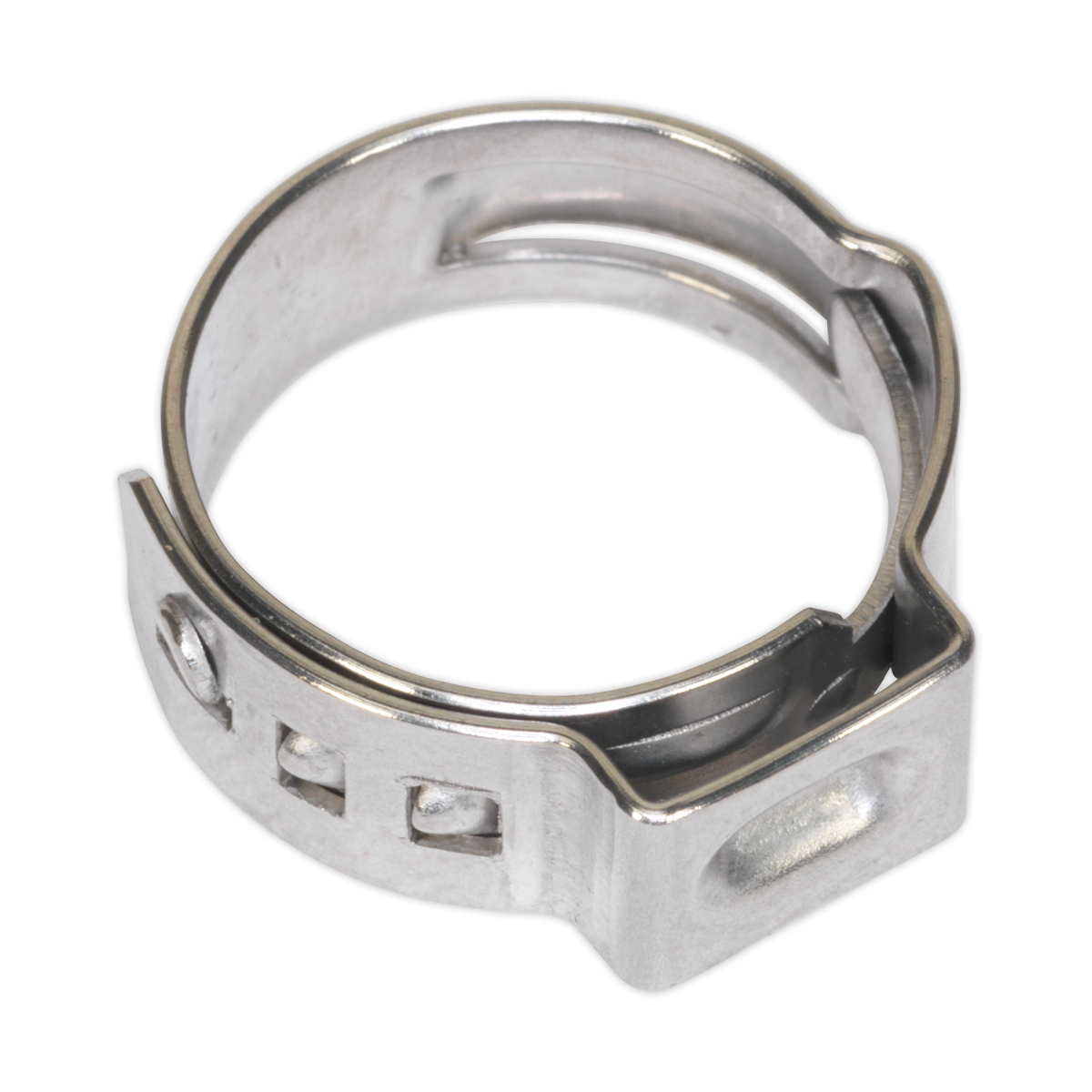 A Sealey O-Clip Single Ear Ø13.2-15.7mm (Pack of 25 - OCSE1315) is ideal for hydraulic hose applications requiring a robust and reliable connection, providing a superior alternative to traditional stainless steel hose clamps with screw mechanisms for tightening when securing hoses onto fittings.