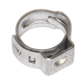 Sealey O-Clip Single Ear Ø7-8.5mm, Pack of 25 (OCSE78), made from stainless steel with a ridged interior and a side latch, also suitable for use with hydraulic hoses.