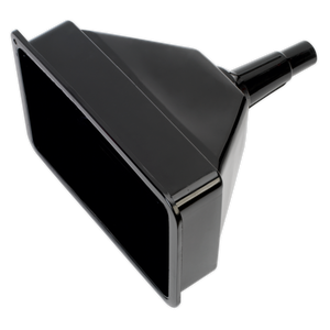 Sealey's Tractor Funnel with Debris Filter - OIL/TF, a black rectangular attachment with a narrow opening designed from high-density polyethylene, ideal for cleaning larger surfaces.