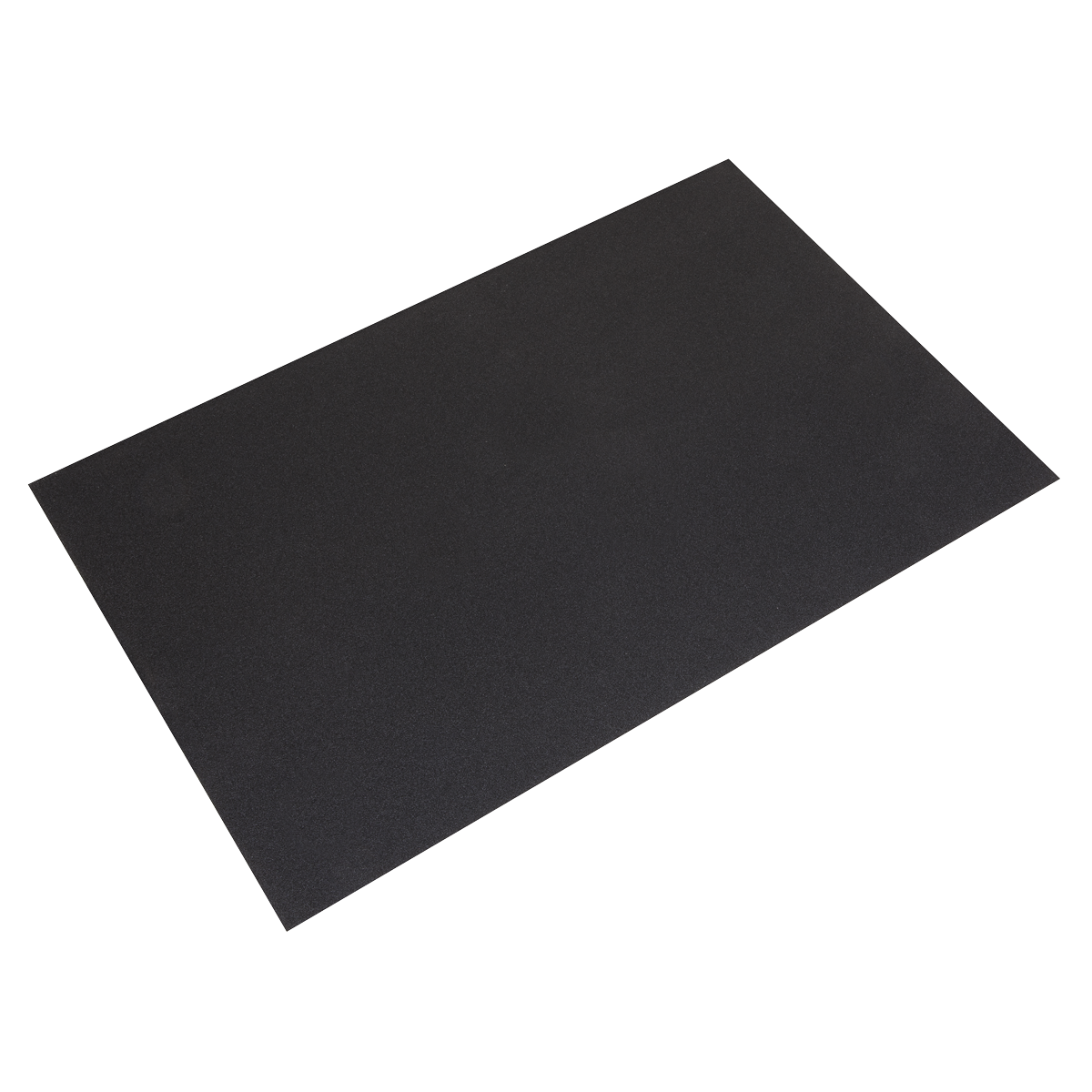 A rectangular black mat with a textured surface, reminiscent of Sealey's Orbital Sanding Sheets 12 x 18" 100Grit - Pack of 20 - OSS1218100.