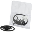 A clear plastic package containing 21 various sizes of black O-rings, perfect for your hydraulic system needs, with some O-rings displayed outside the package. This versatile Sparex O'Ring Kit (Part No. S.1814) is essential for any Case IH equipment maintenance.