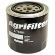 A black Spin On Oil Filter (Sparex Part No. S.76501), designed for agricultural machinery and compatible with Ford/New Holland, from the Sparex brand.